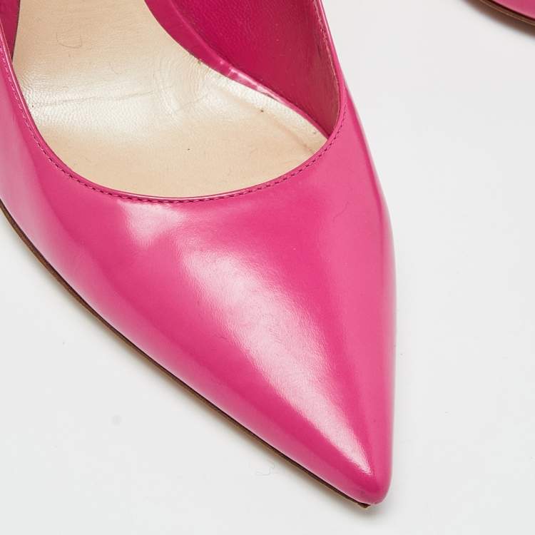 Pre Owned Dior Pink Leather Cherie Pointed Toe Pumps Size 40.5