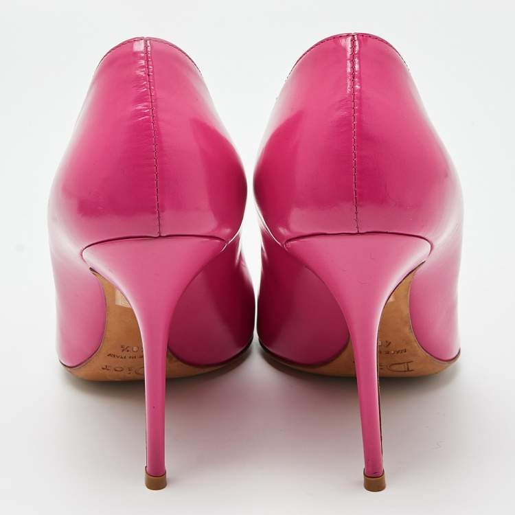 Pre Owned Dior Pink Leather Cherie Pointed Toe Pumps Size 40.5