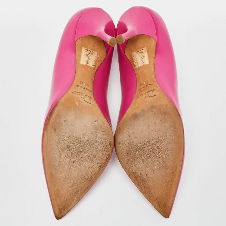 Pre Owned Dior Pink Leather Cherie Pointed Toe Pumps Size 40.5