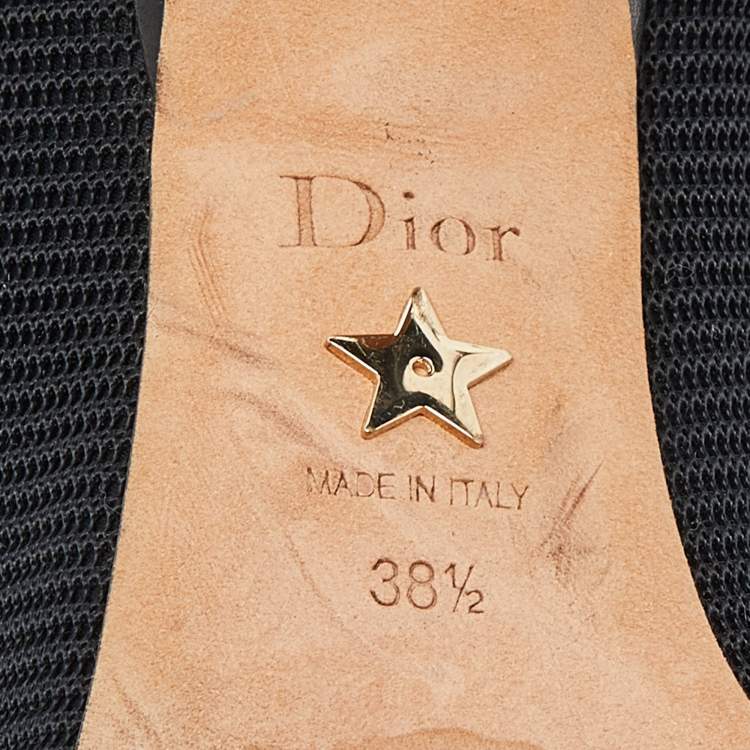 Pre Owned Dior J'adior Black Canvas Ribbon Pointed Toe Pumps Size 38.5