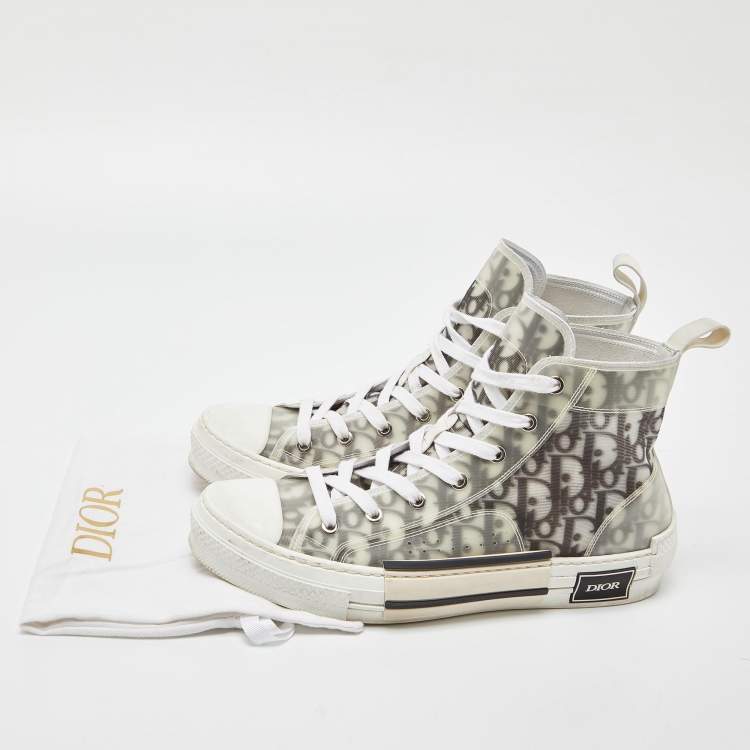 Pre Owned Dior Black/White Oblique Mesh B23 High Top Sneakers Size 41.5