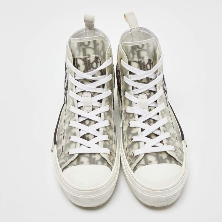 Pre Owned Dior Black/White Oblique Mesh B23 High Top Sneakers Size 41.5