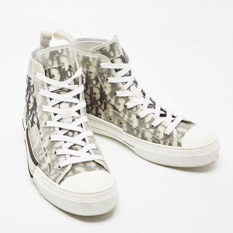 Pre Owned Dior Black/White Oblique Mesh B23 High Top Sneakers Size 41.5