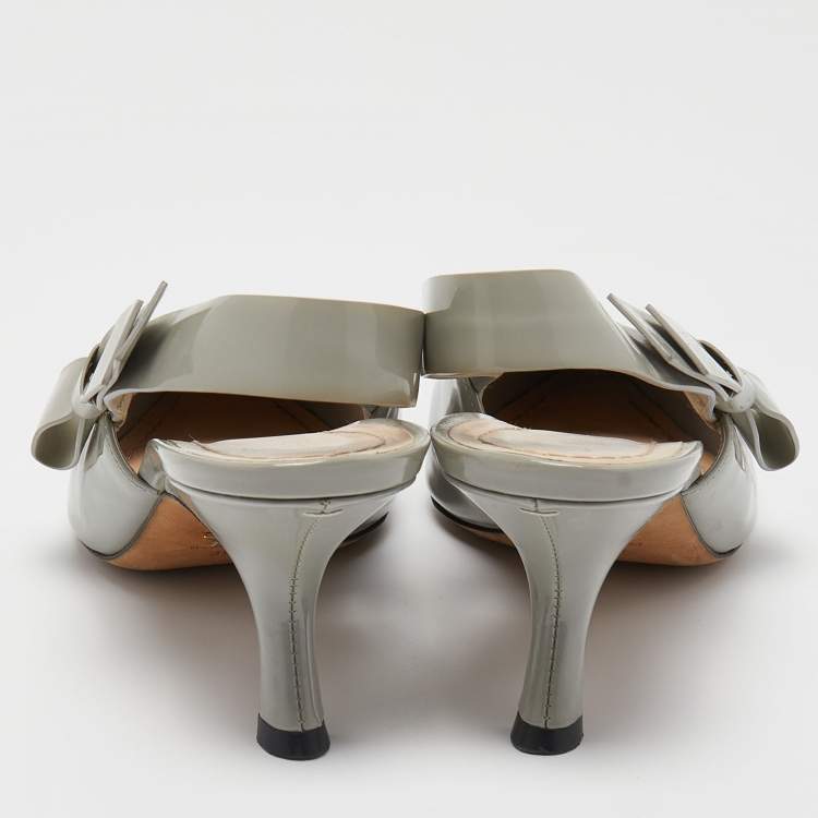 Pre Owned Dior Grey Patent Leather J'adior Slingback Pumps Size 39