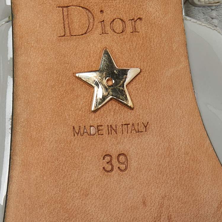 Pre Owned Dior Grey Patent Leather J'adior Slingback Pumps Size 39