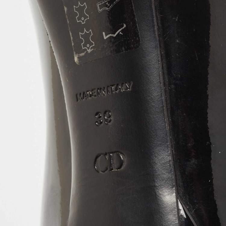 Pre Owned Dior Black Patent Miss Dior Peep Toe Pumps Size 39