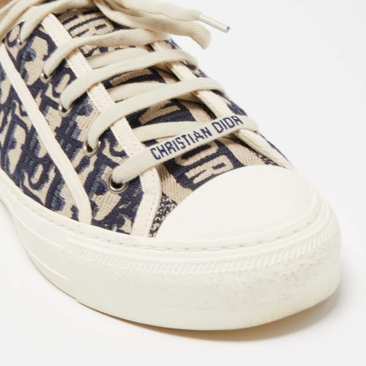 Pre Owned Dior Blue/Grey Canvas Walk'n'Dior Low Top Sneakers Size 40