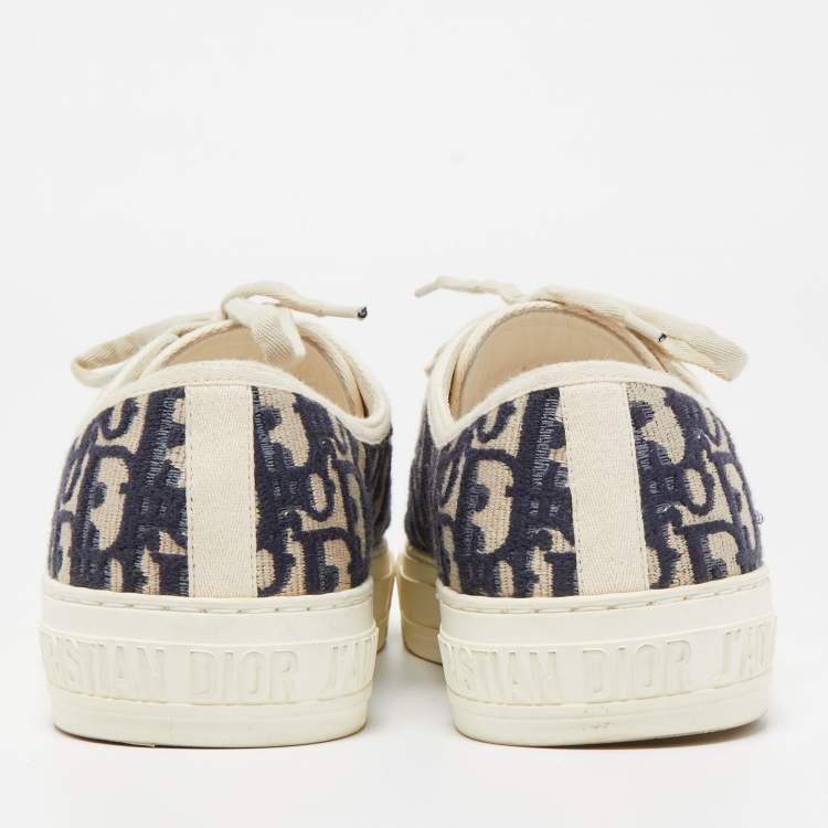 Pre Owned Dior Blue/Grey Canvas Walk'n'Dior Low Top Sneakers Size 40