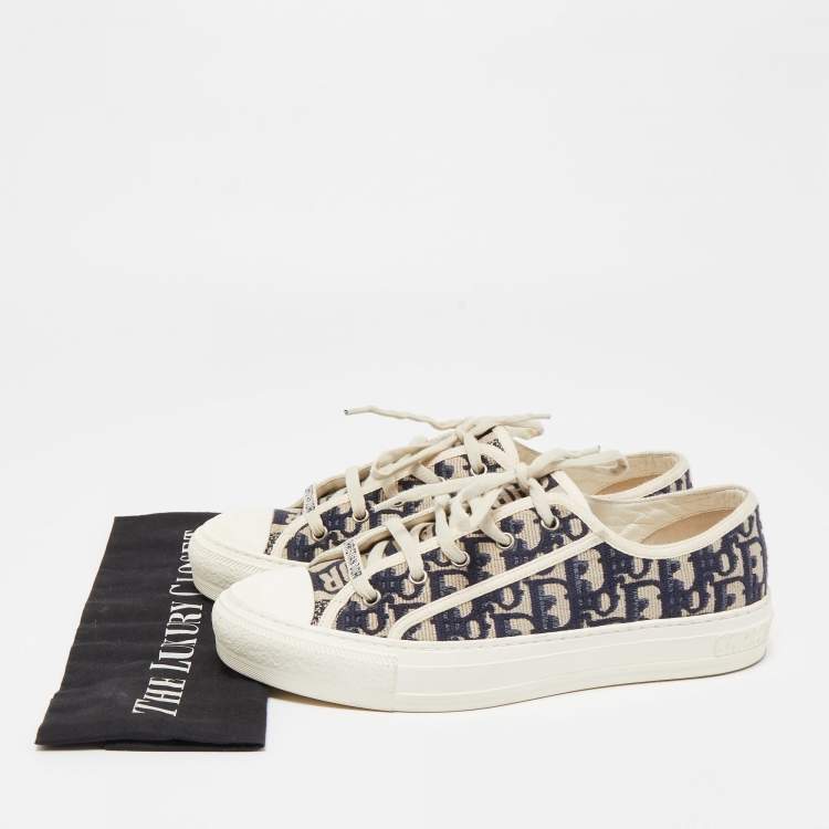 Pre Owned Dior Blue/Grey Canvas Walk'n'Dior Low Top Sneakers Size 40