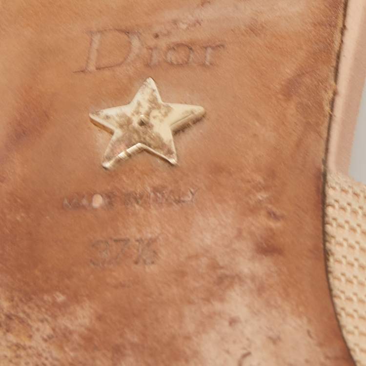 Pre Owned Dior Beige Technical Fabric J'adior Slingback Flats Size 37.5