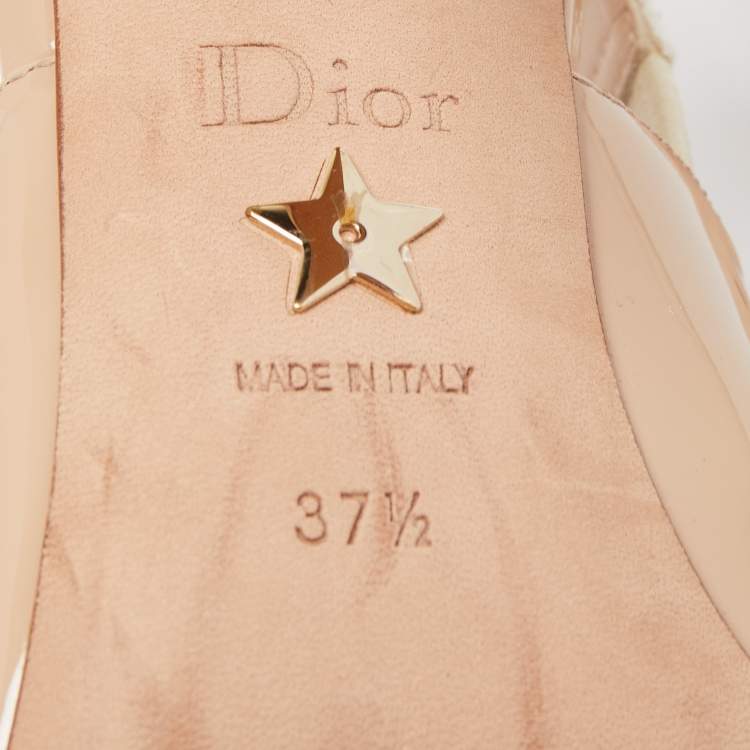 Pre Owned Dior Beige Patent J'adior  Slingback Pumps Size 37.5
