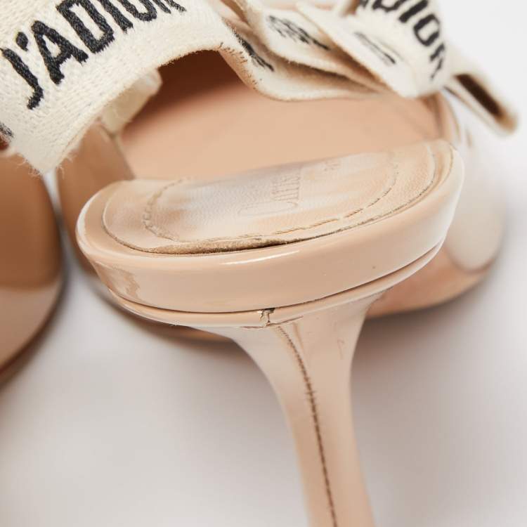 Pre Owned Dior Beige Patent J'adior  Slingback Pumps Size 37.5