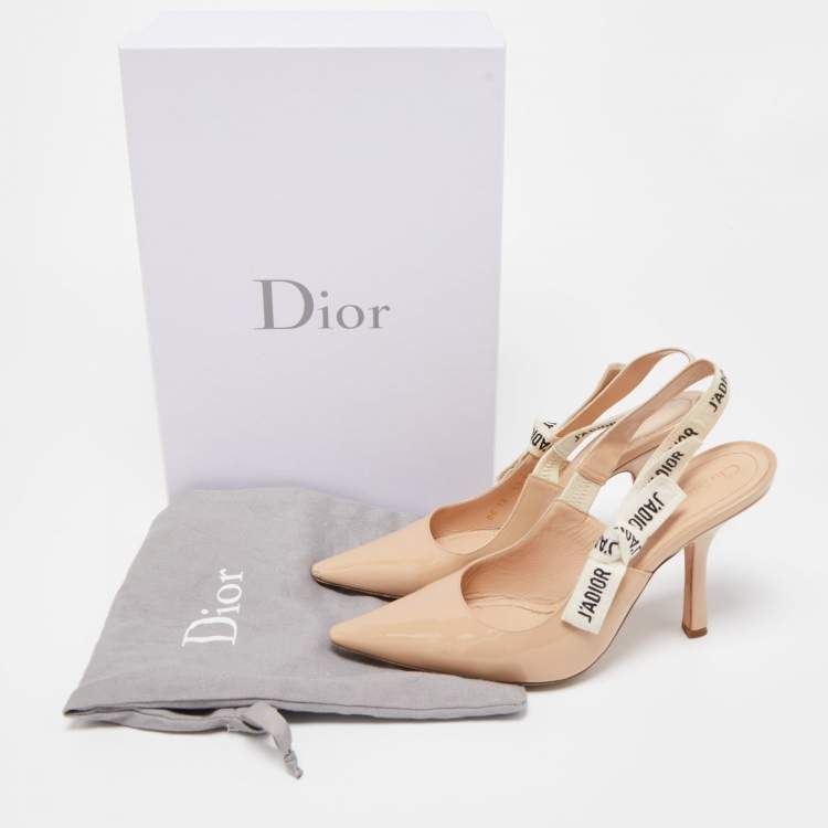 Pre Owned Dior Beige Patent J'adior  Slingback Pumps Size 37.5