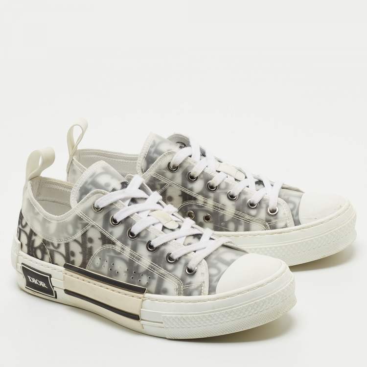 Pre Owned Dior Two Tone Oblique Mesh B23 Sneakers Size 37