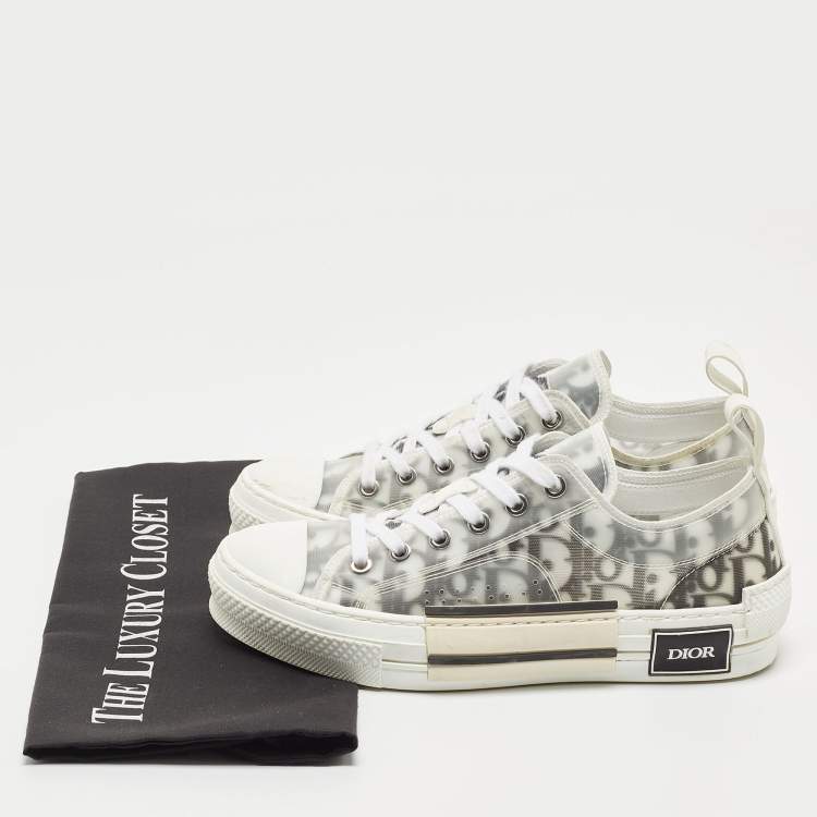 Pre Owned Dior Two Tone Oblique Mesh B23 Sneakers Size 37