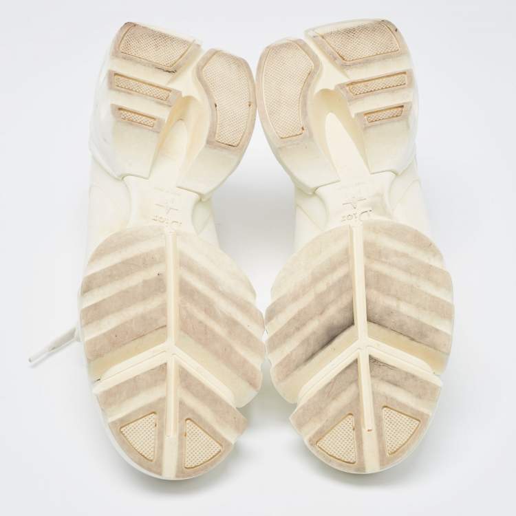 Pre Owned Dior White Leather and Fabric D-Connect Sneakers Size 38