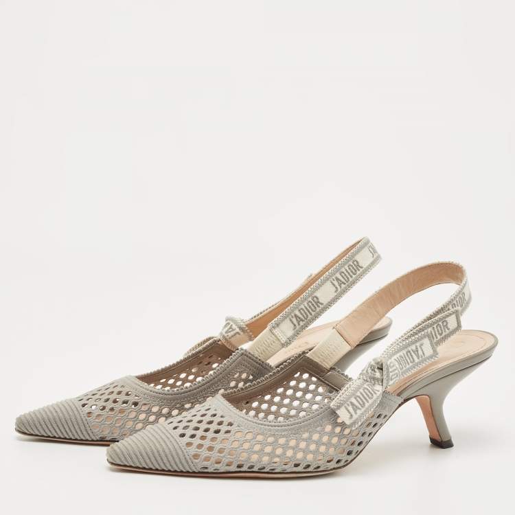 Pre Owned Dior Green Canvas Ribbon J'adior Slingback Pumps Size 40