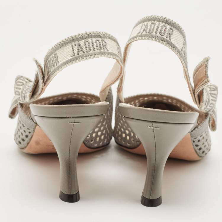 Pre Owned Dior Green Canvas Ribbon J'adior Slingback Pumps Size 40