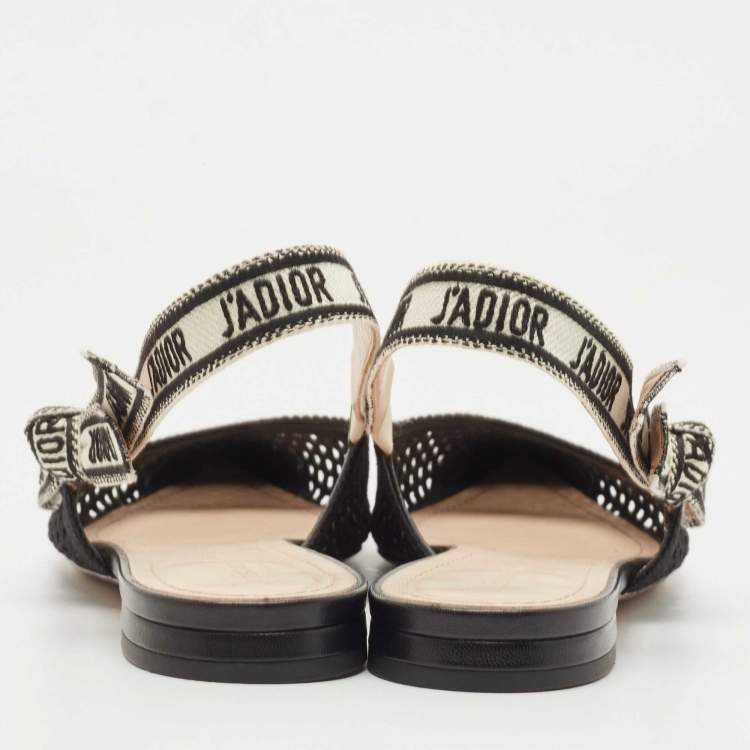 Pre Owned Dior Black Lace J'adior Slingback Flats Size 40