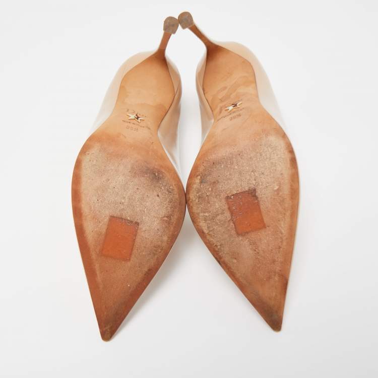 Pre Owned Dior Beige Patent Leather D-Moi Pumps Size 39.5