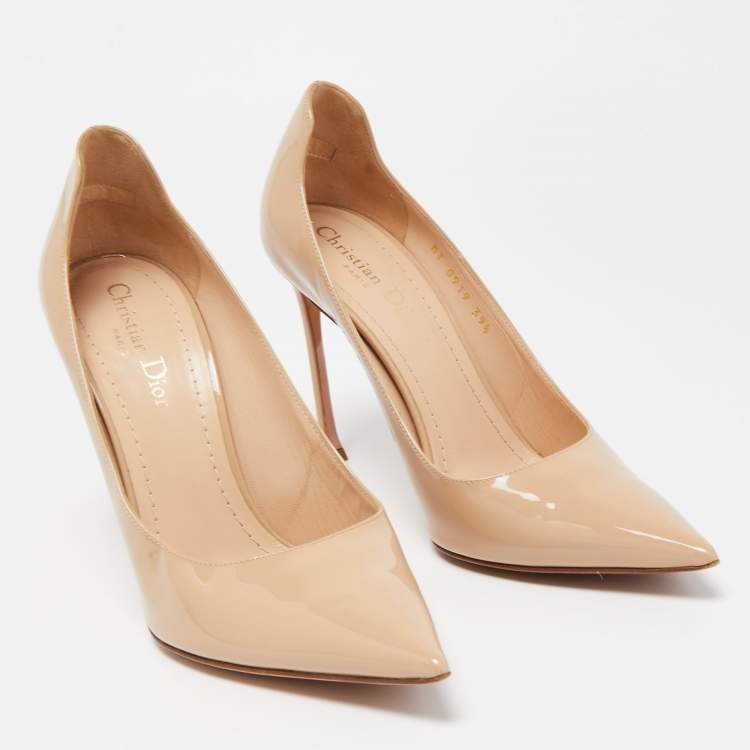 Pre Owned Dior Beige Patent Leather D-Moi Pumps Size 39.5
