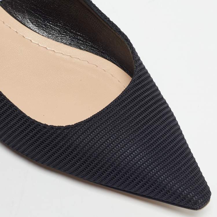 Pre Owned Dior Black Technical Fabric J'adior Slingback Flats Mules Size 38