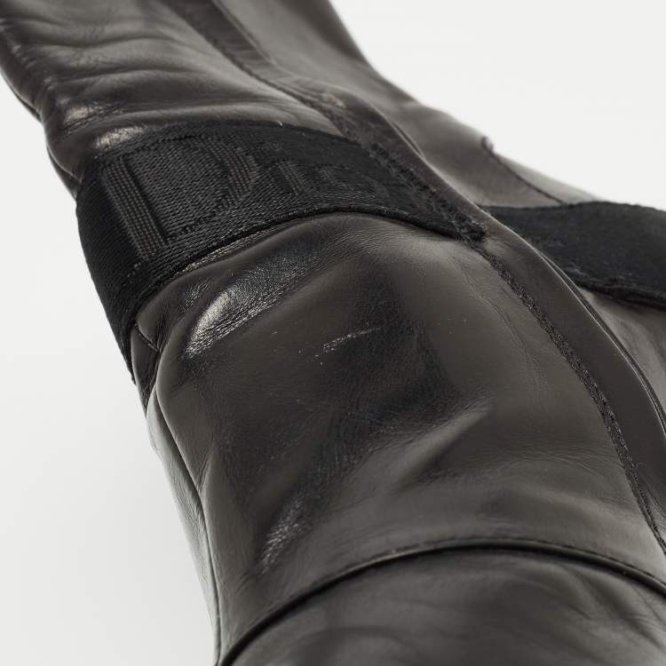 Pre Owned Dior Black Leather Pointed Toe Ankle Boots Size 36