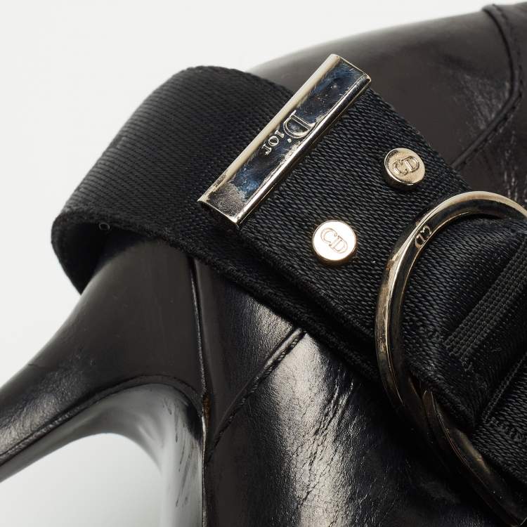 Pre Owned Dior Black Leather Pointed Toe Ankle Boots Size 36