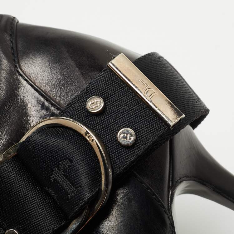 Pre Owned Dior Black Leather Pointed Toe Ankle Boots Size 36