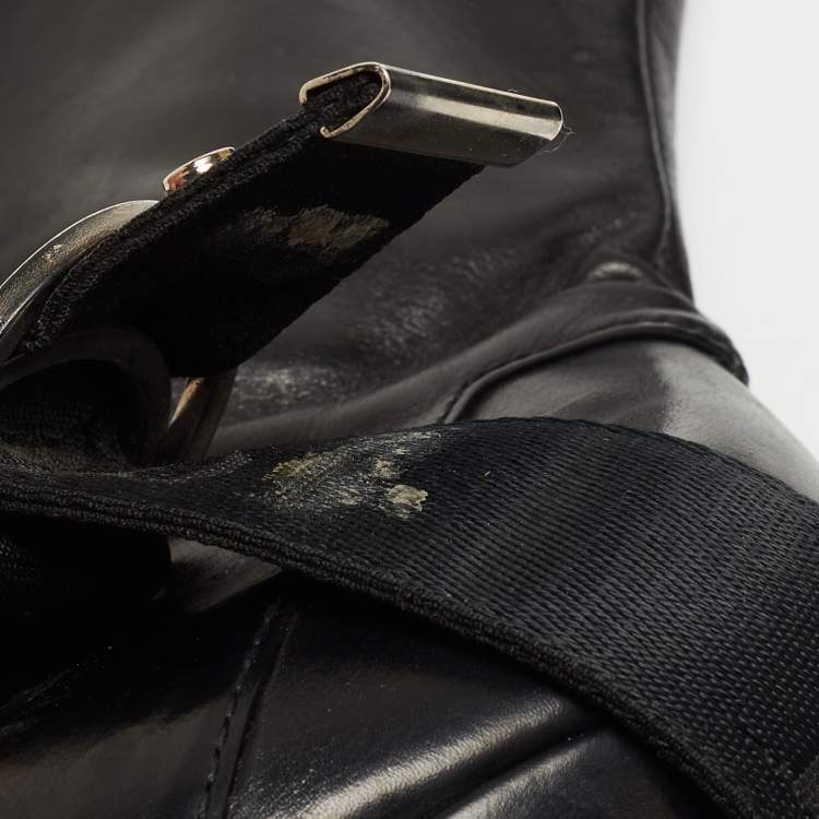 Pre Owned Dior Black Leather Pointed Toe Ankle Boots Size 36