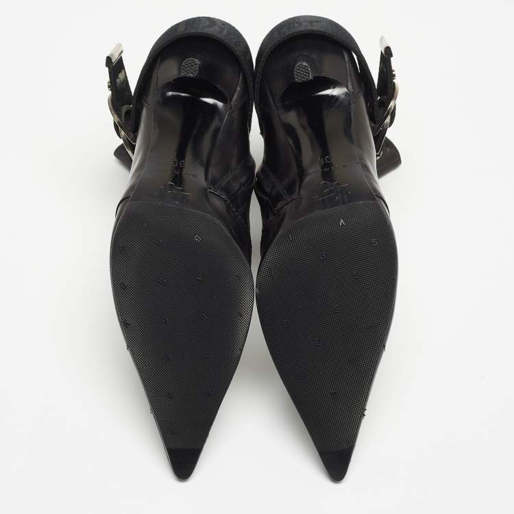 Pre Owned Dior Black Leather Pointed Toe Ankle Boots Size 36