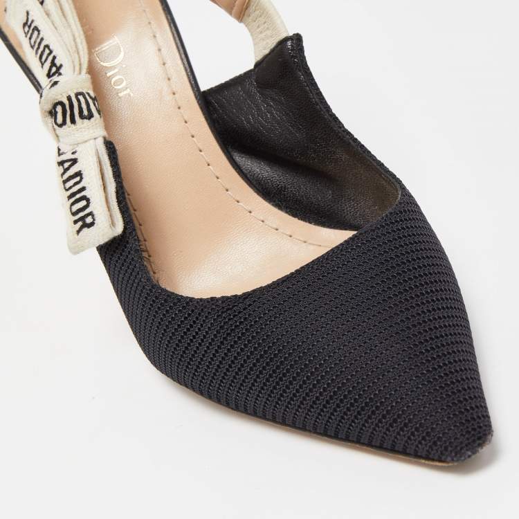 Pre Owned Dior Black Mesh J'Adior Slingback Pumps Size 36