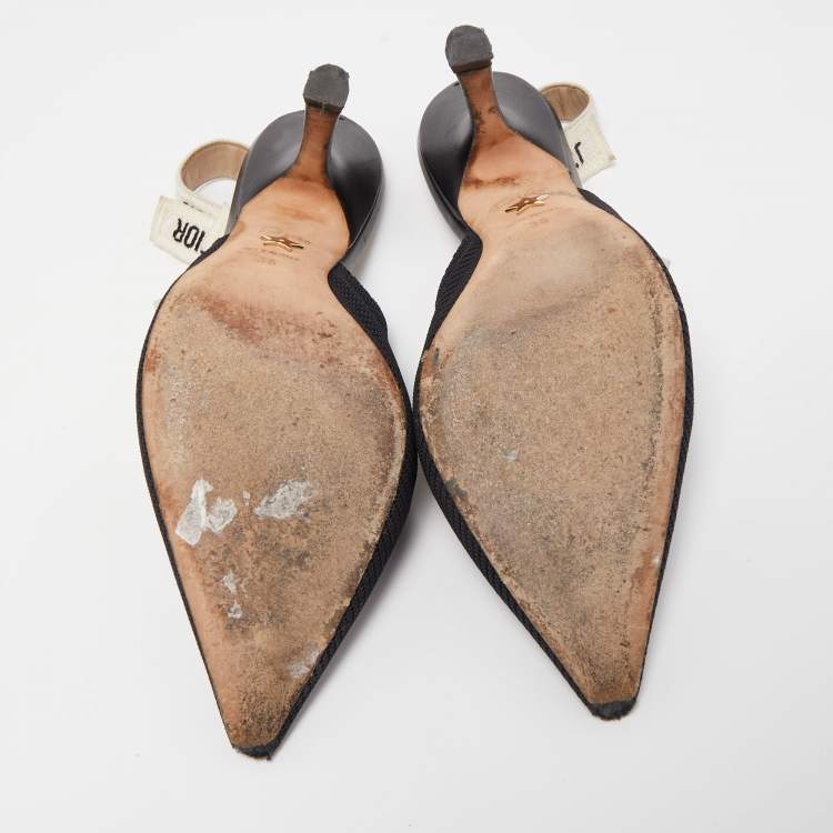 Pre Owned Dior Black Mesh J'Adior Slingback Pumps Size 36