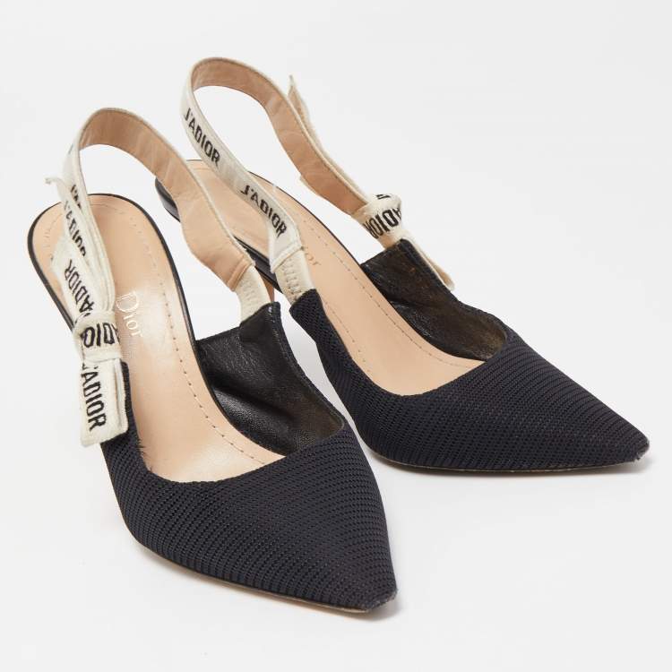 Pre Owned Dior Black Mesh J'Adior Slingback Pumps Size 36