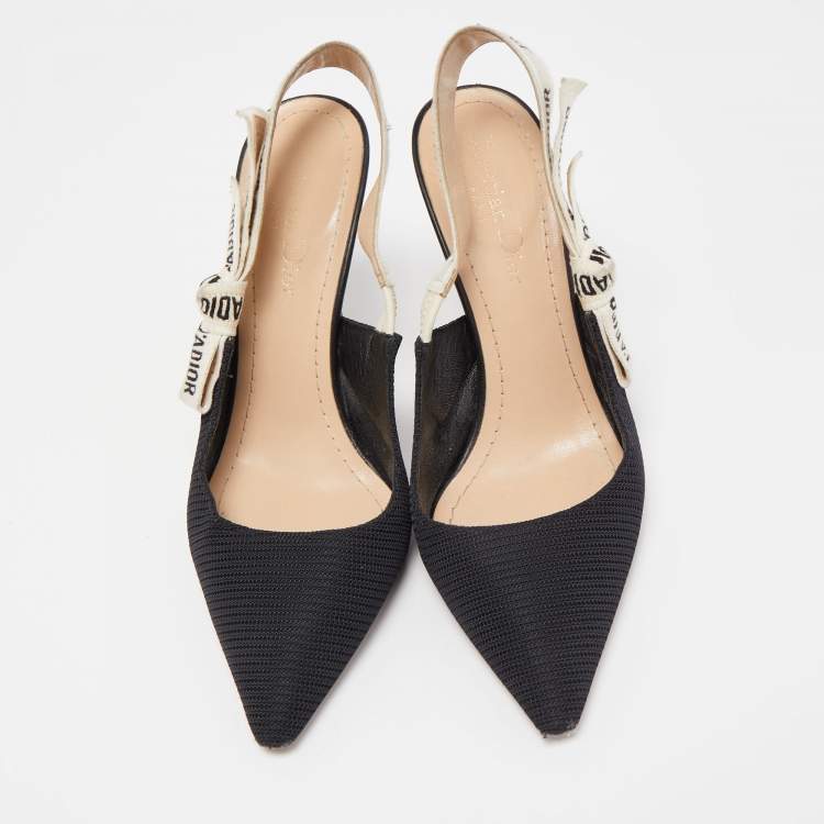 Pre Owned Dior Black Mesh J'Adior Slingback Pumps Size 36
