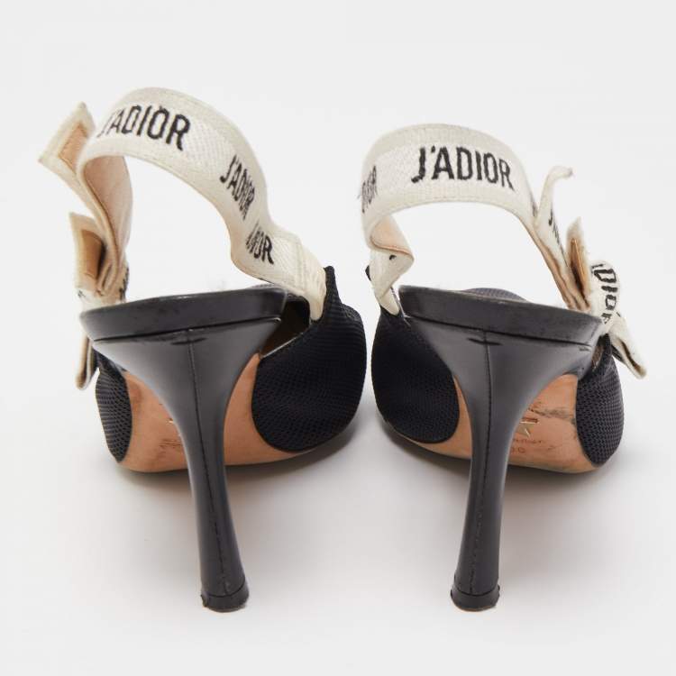 Pre Owned Dior Black Mesh J'Adior Slingback Pumps Size 36