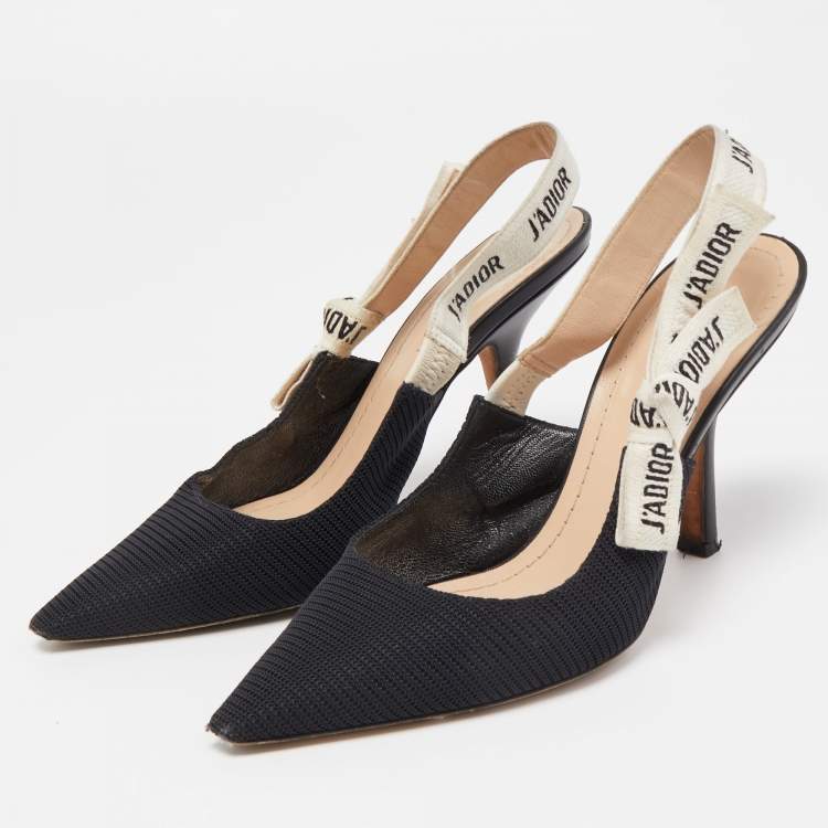 Pre Owned Dior Black Mesh J'Adior Slingback Pumps Size 36