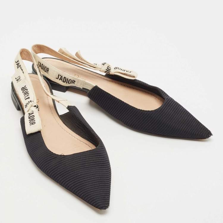 Pre Owned Dior Black Canvas Jadior  Slingback Flat Sandals Size 39