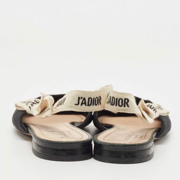 Pre Owned Dior Black Canvas Jadior  Slingback Flat Sandals Size 39