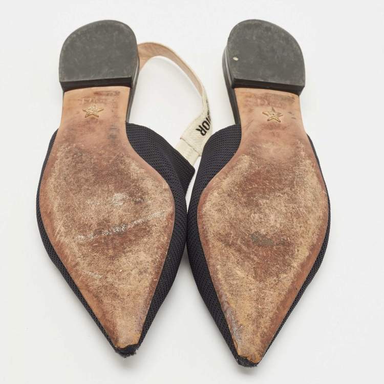 Pre Owned Dior Black Canvas Jadior  Slingback Flat Sandals Size 39