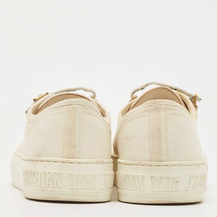 Pre Owned Dior White Canvas Walk'n'Dior Low Top Sneakers Size 37