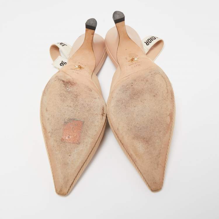 Pre Owned Dior Beige Canvas J'adior Slingback Pumps Size 37.5
