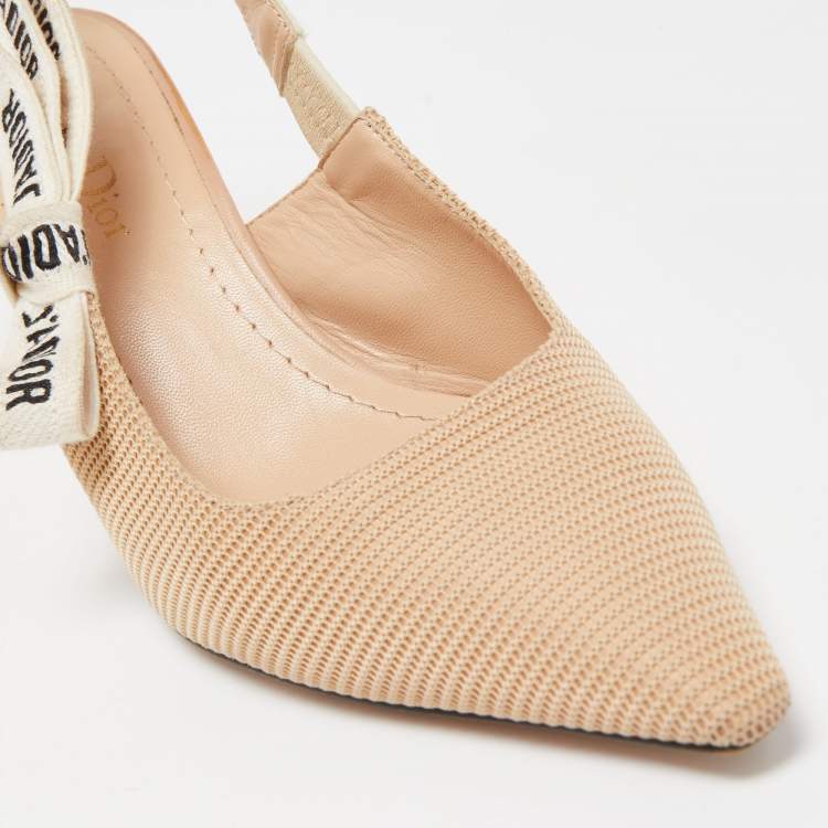 Pre Owned Dior Beige Canvas J'adior Slingback Pumps Size 37.5