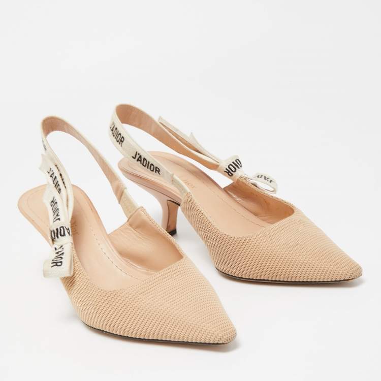 Pre Owned Dior Beige Canvas J'adior Slingback Pumps Size 37.5