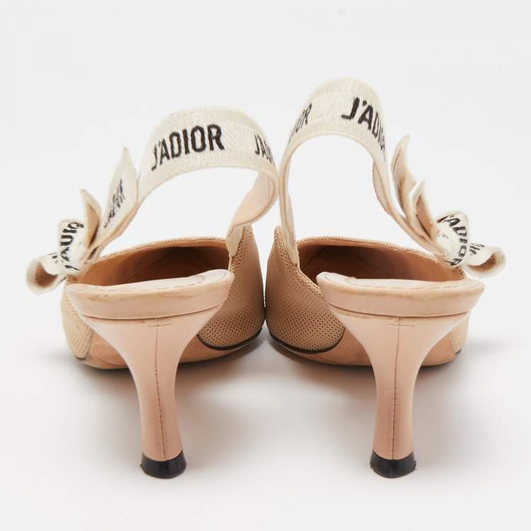 Pre Owned Dior Beige Canvas J'adior Slingback Pumps Size 37.5