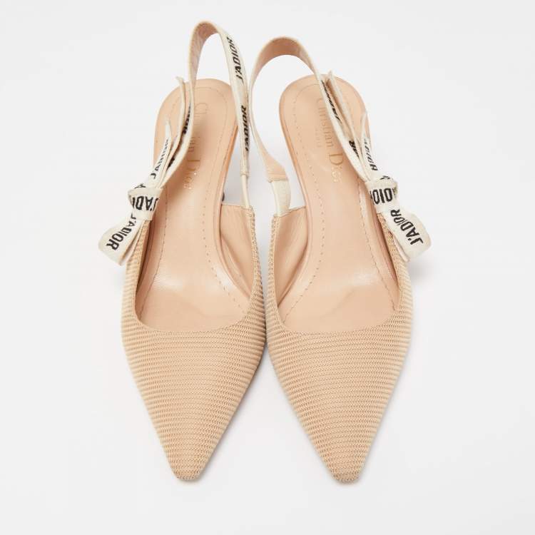 Pre Owned Dior Beige Canvas J'adior Slingback Pumps Size 37.5