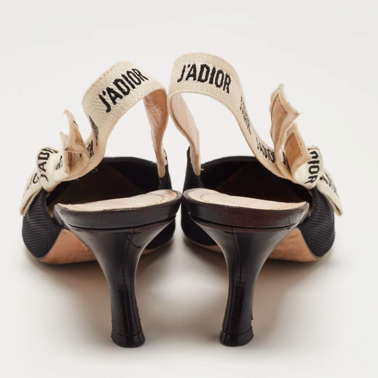 Pre Owned Dior Black Technical Fabric J'adior Slingback Flats Mules Size 40.5