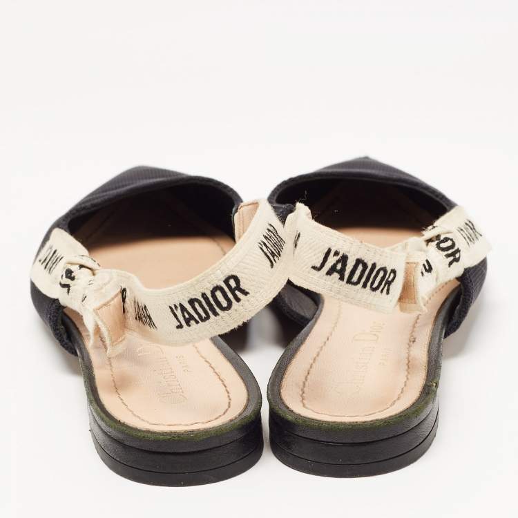 Pre Owned Dior Black Technical Fabric J'adior Slingback Flats Size 36.5