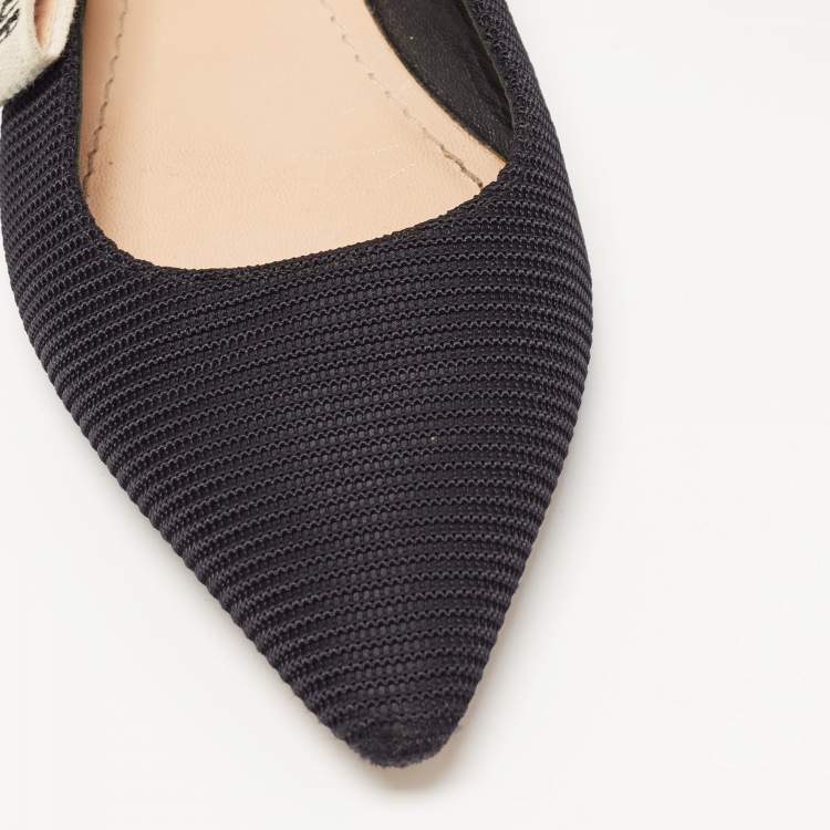Pre Owned Dior Black Technical Fabric J'adior Slingback Flats Size 36.5