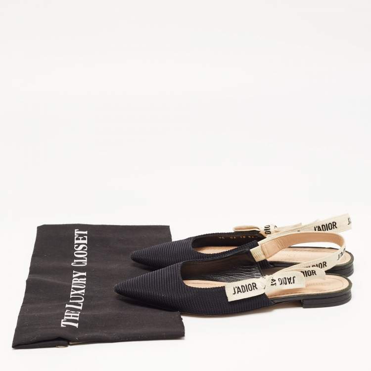 Pre Owned Dior Black Technical Fabric J'adior Slingback Flats Size 36.5